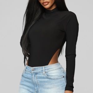 NWT fashion nova long sleeve high cut bodysuit